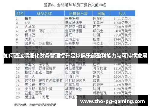 如何通过精细化财务管理提升足球俱乐部盈利能力与可持续发展 如何通过精细化财务管理提升足球俱乐部盈利能力与可持续发展
